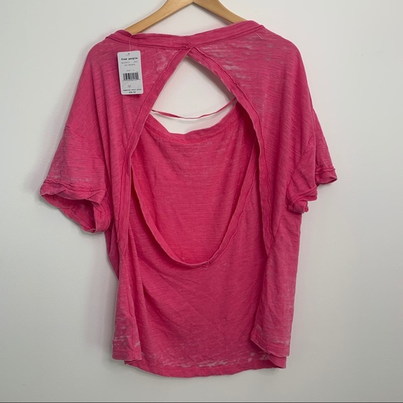 Free People Open Back T Shirt Magenta - Picture 5 of 6